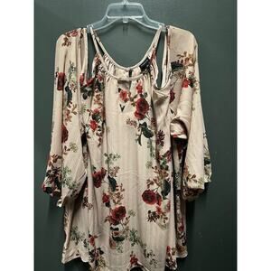 Torrid Size 6 Floral Cold Shoulder Blouse Plus Size 6X Flowy Top